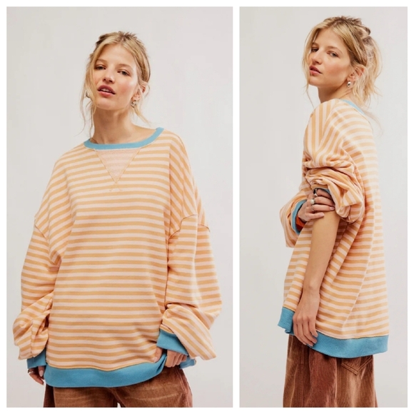 Free People Classic Striped Oversized Crewneck - Picture 2 of 5